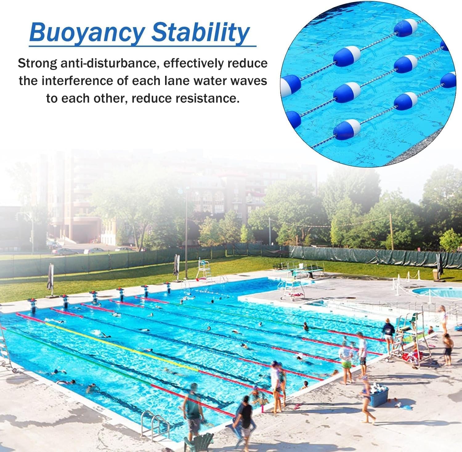 Commercial Pool Divider Rope Float Line, 9m Adjustable Depth/Width, Ideal for Swimming Pools, Water Sports, Deep/Shallow Ends Safety Barrier