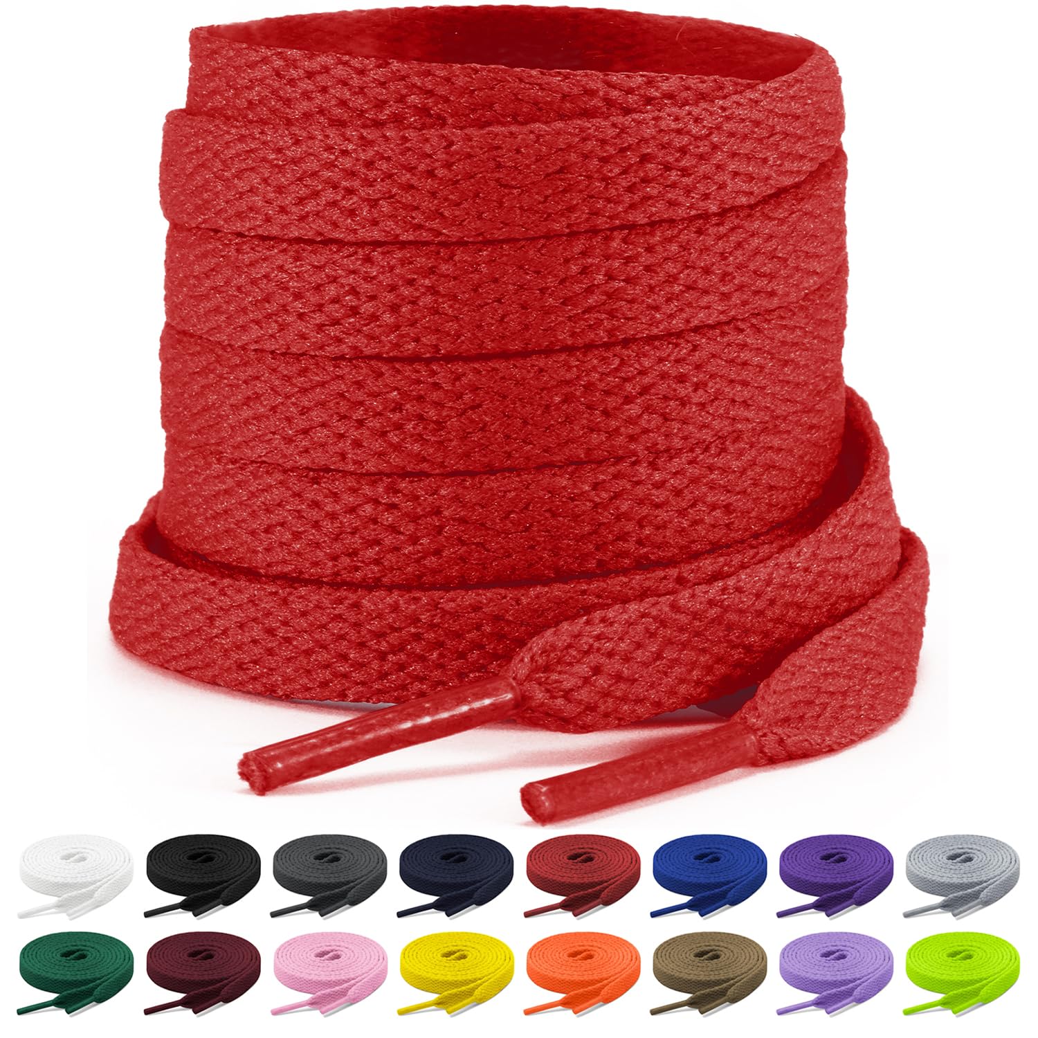 Shecret 2 Paar Flache Schnürsenkel, 8mm Breite Schnürsenkel, Flache Schnürsenkel Ersatz Reißfeste Schuhbänder für Turnschuhe, Laufen, Erwachsene, Kinder, Polyester