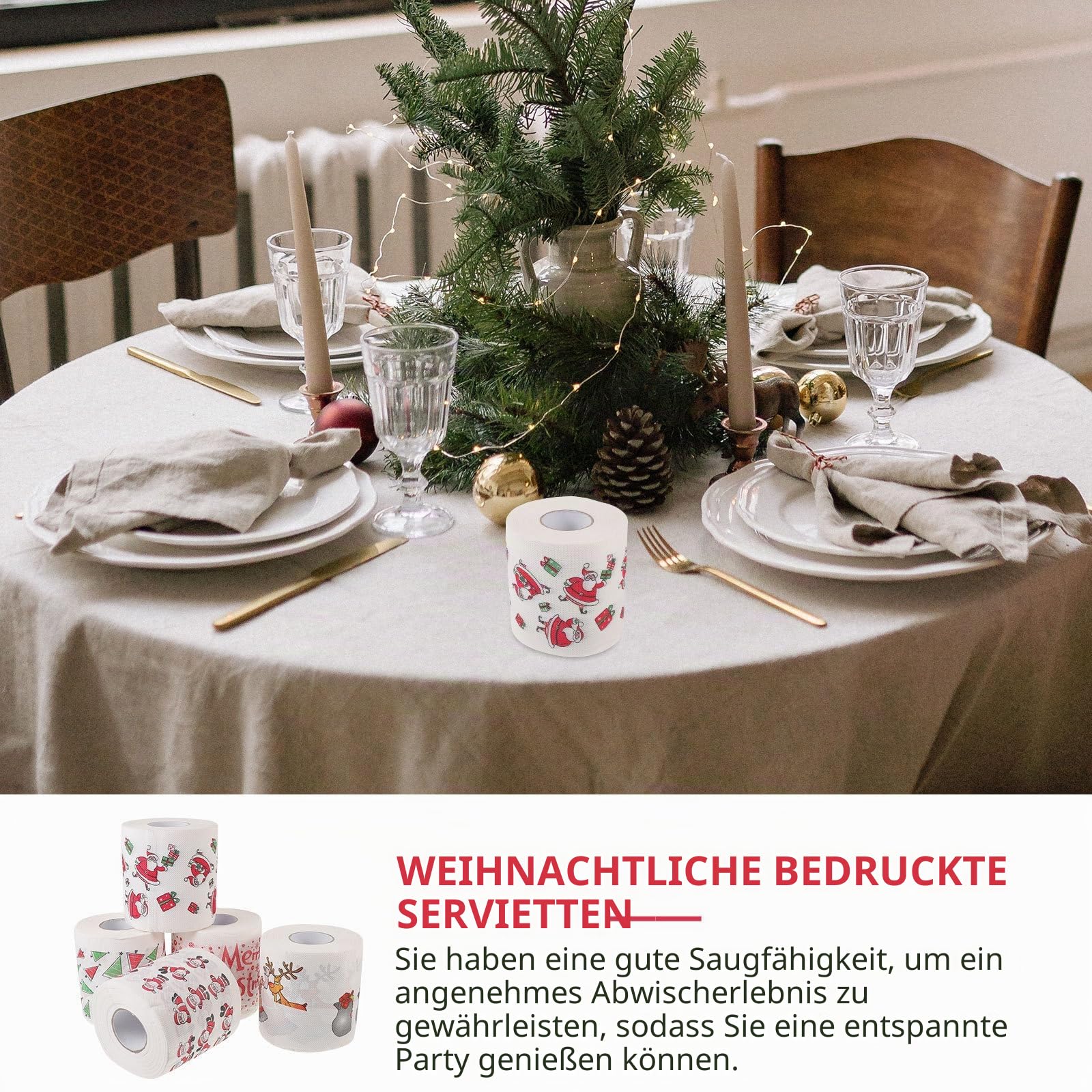 MAGICLULU 15 Rollen Weihnachts-toilettenpapier Union Musik Strumpffüller Gemustert Farbige Servietten Weihnachtsbedarf Fröhlich Schrott Festlich Vater Blumenpapier Jungfräulicher Zellstoff