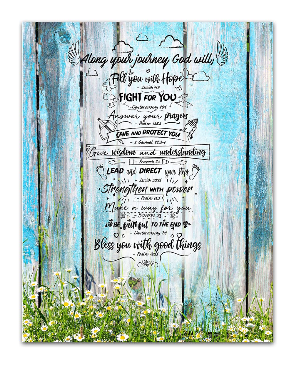 Soul Sunshine Isaiah 46 Christian Wall Art Decor - 'God Will' Bible Verses Wall Decor 11x14 Home Decoration - Wall Decor for Living Room, Master Bedroom Decor, Boho Office Decor - Home Decor Wall