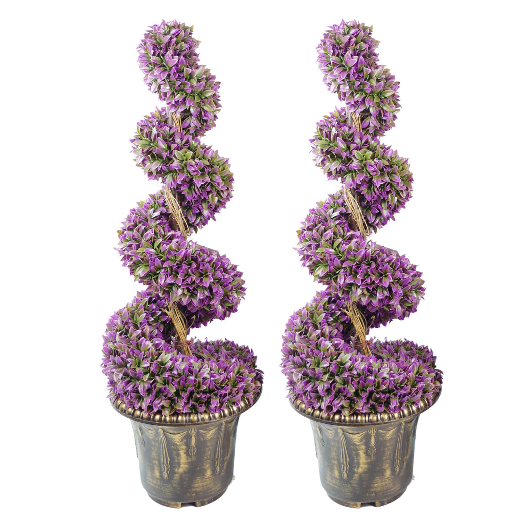 Leaf Artificial Spiral Tree - Large - Purple - 120cm