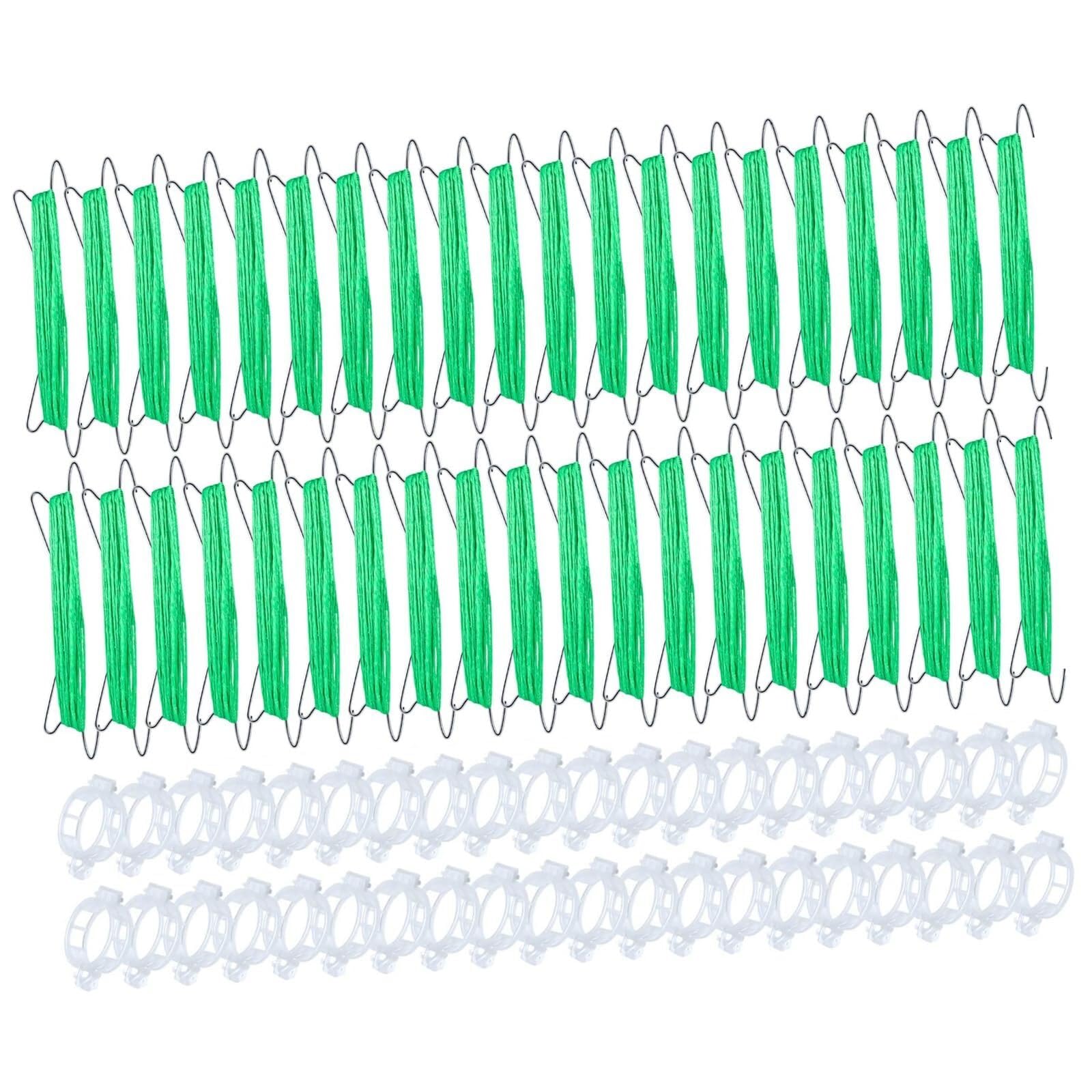 Mollette di sostegno per rampicanti da giardino, Clip for piante di pomodoro in metallo da 40 pezzi da 27,5 cm con corda in nylon for la crescita del giardino verticale