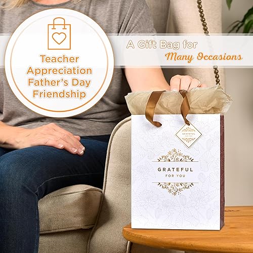 Miniatura 4 de Christian Art Gifts Bolsa de regalo de retrato con etiqueta y juego de papel de seda para mujeres Grateful for You, inspirada en la fe para