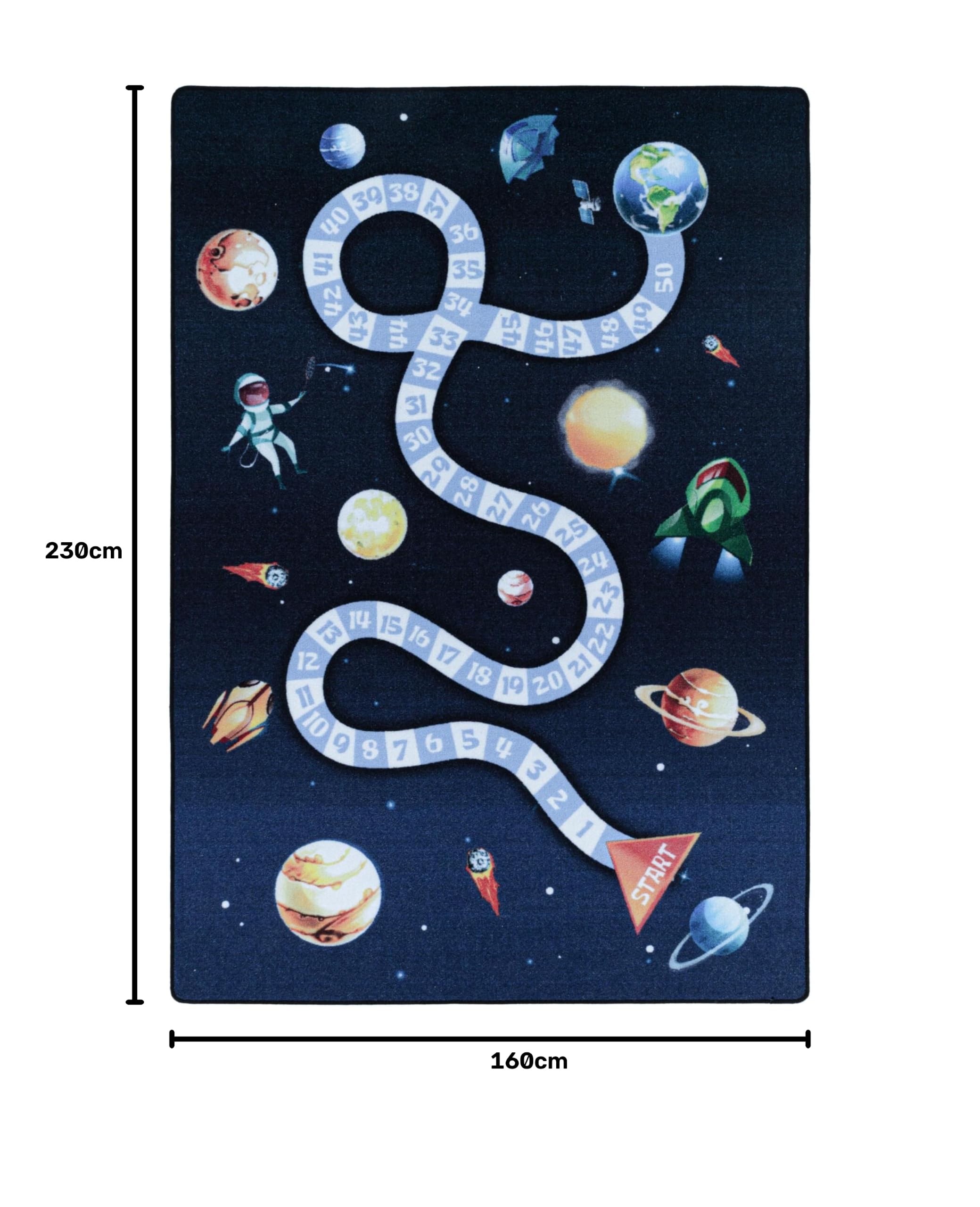 HomebyHome Alfombra Infantil Azul Marino 160x230 cm Espacio Diseño Moderno Antideslizante Lavable Fácil Cuidado Suave Antialérgica Habitación