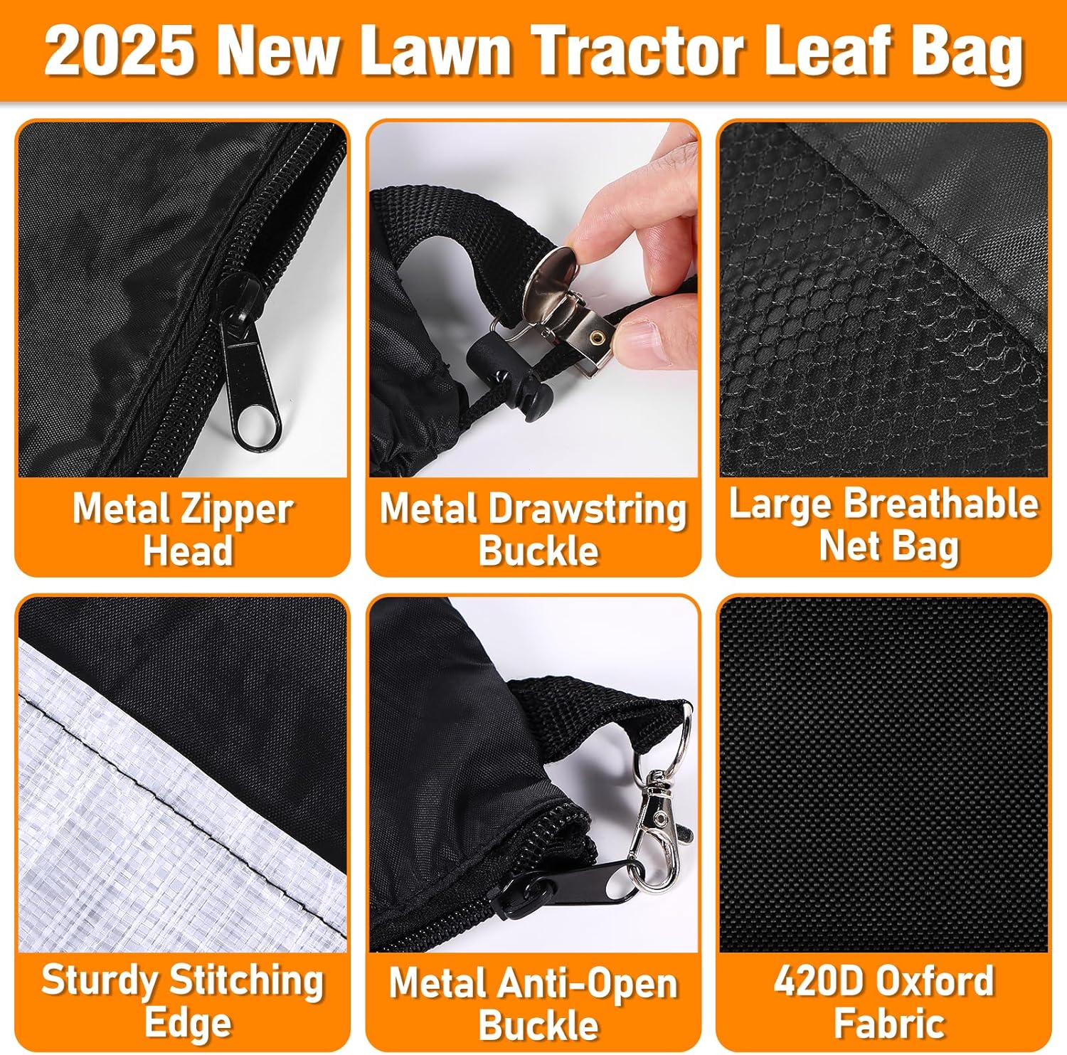 2025 New Large Lawn Tractor Leaf Bag - Grass Catcher Bag, 79x52 Inch Leaf Bag with Extra Large Capacity for Fast Leaf Collection, Heavy Duty Materials Fits for Most Riding Lawn Mowers