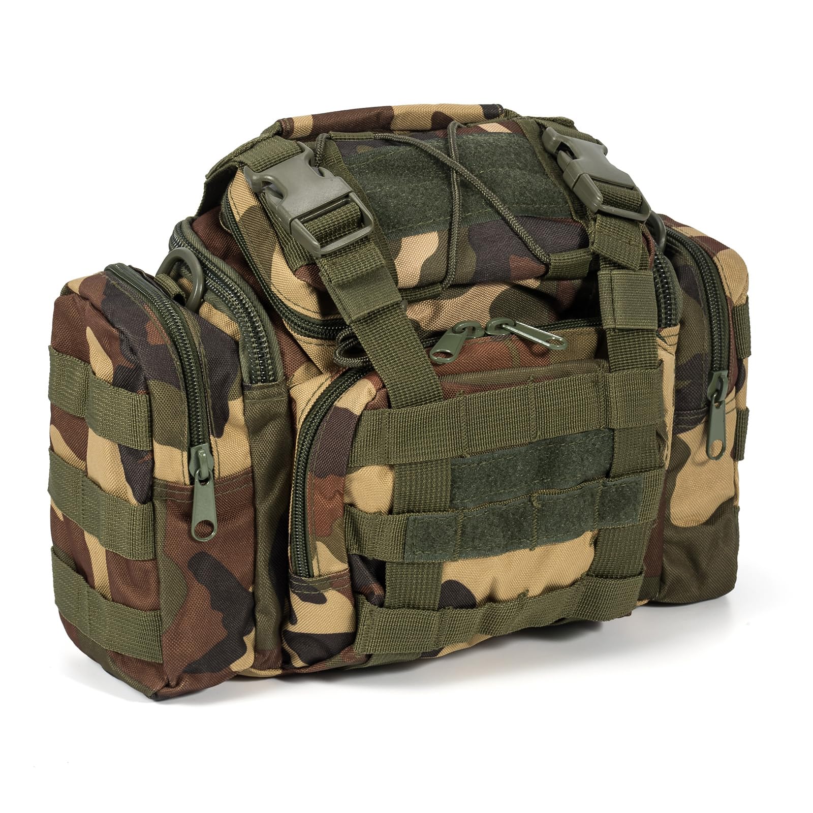 Dr.Fish Bolsa de almacenamiento de aparejos de pesca de gran capacidad, múltiples bolsillos, bolsa de hombro y cintura, resistente al agua, para exteriores, senderismo, caza, camping, viajes,