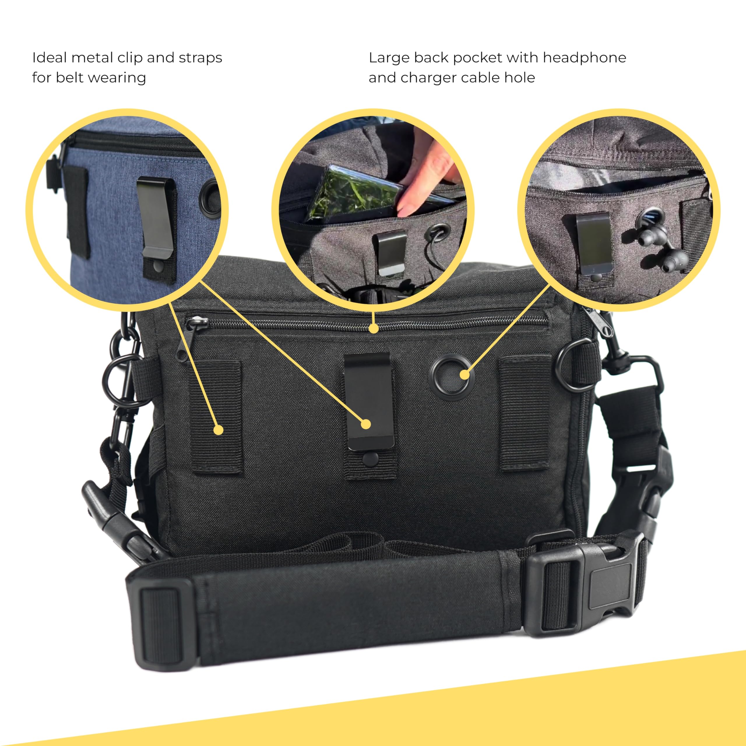 Arrivly SixWalker Leckerlibeutel für Hunde mit Magnetverschluss, Praktischer Futterbeutel Hundetraining, Multifunktionaler Leckerlitasche für Hunde mit Herausnehmbaren Innentasche (Schwarz)