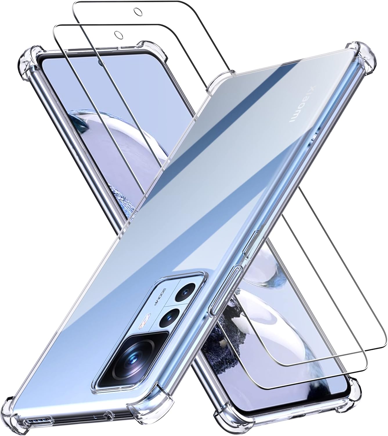 Anoowkoa Funda para Xiaomi 12T/12T Pro Carcasa Protectora la Cámara Antigolpes Transparente con Cojín Esquina Parachoques, Flexible Suave TPU Silicona Caso Delgada Anti-Choques Case Cover