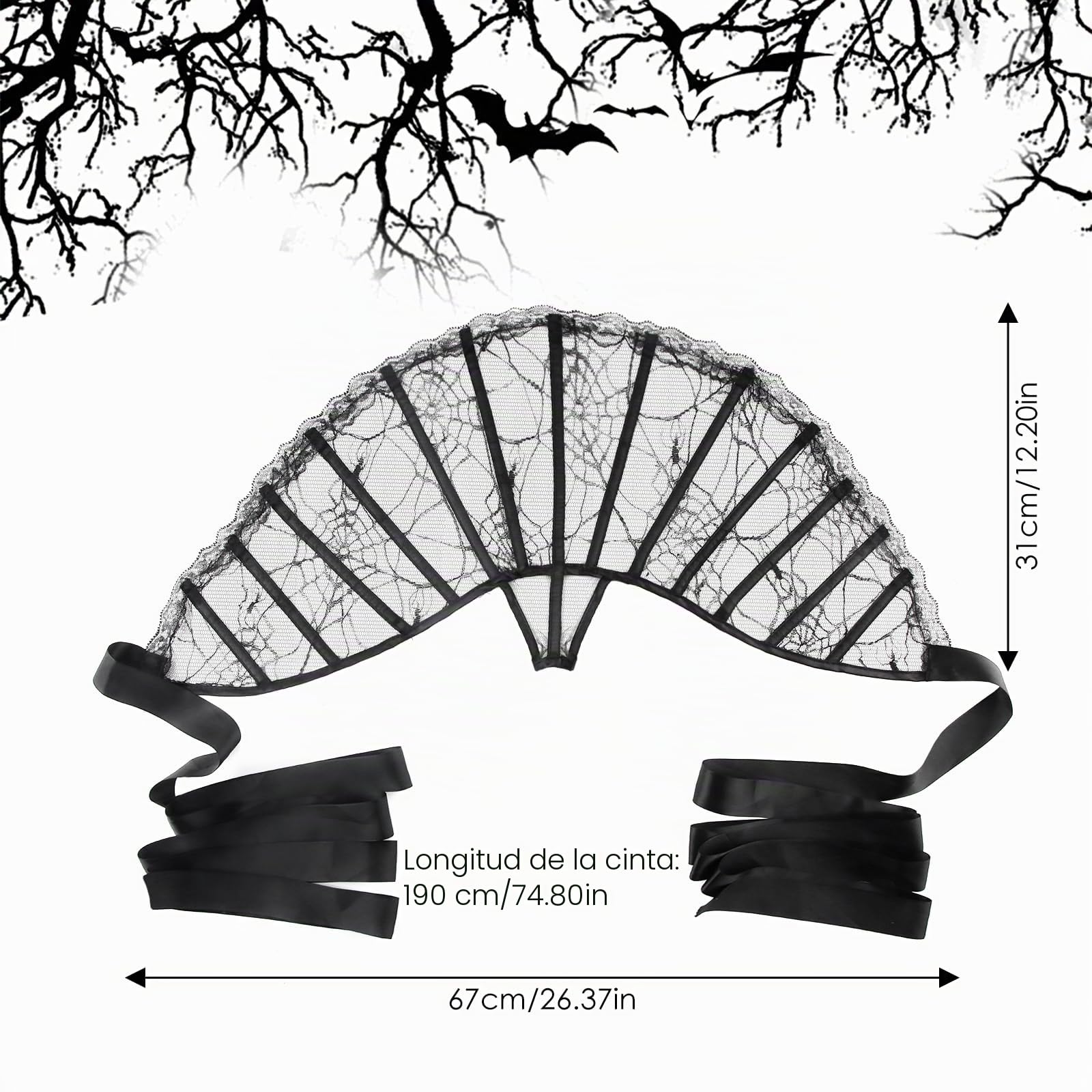 Capa De Encaje Victoriana Negra Con Cintas De Raso Ajustables – Estilo Gótico Y Vampiro, Ideal Para Disfraces De Halloween, Carnaval Y Cosplay