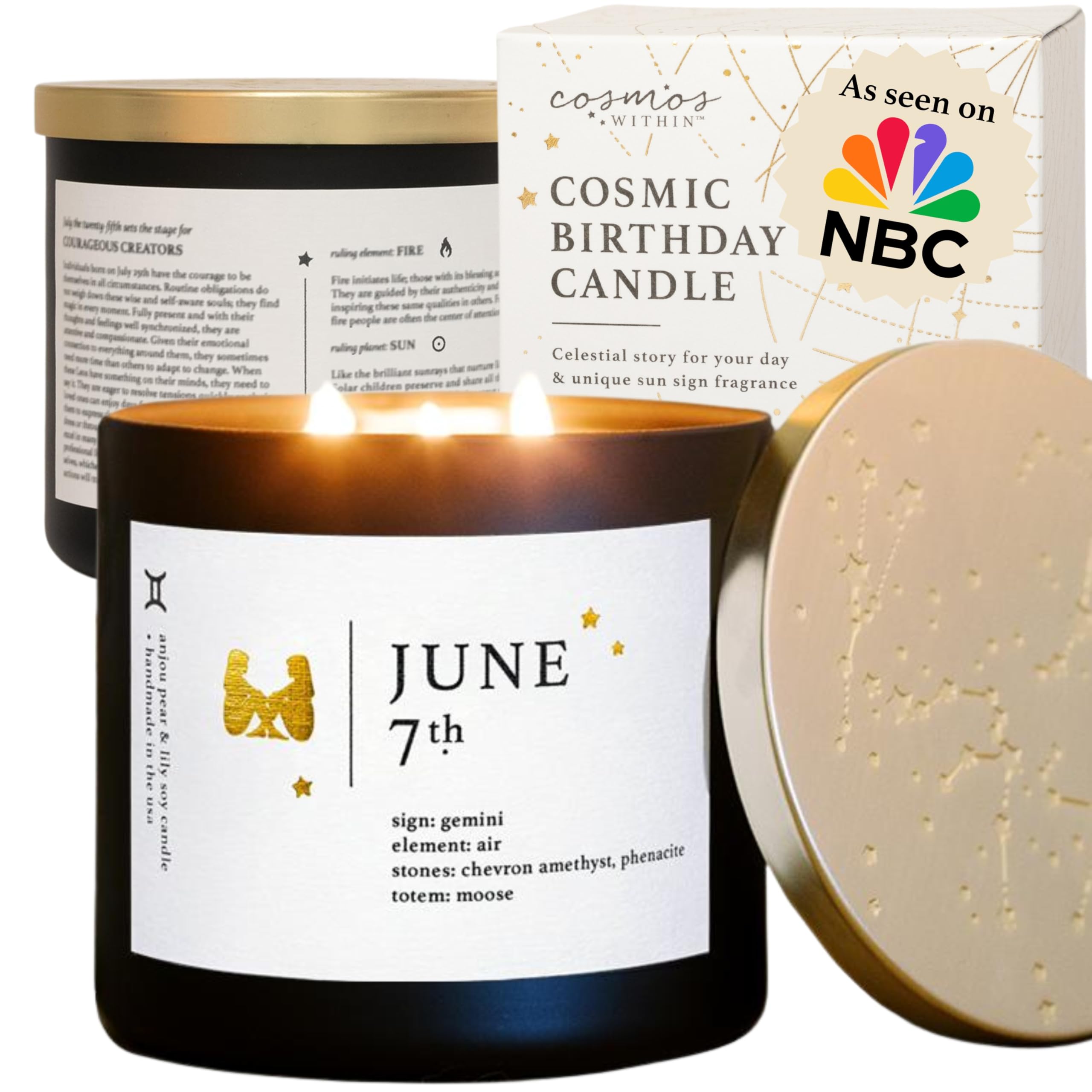 June 7th Personalized Zodiac Candle | Inspirational Astrology Reading and Daily Affirmation for Your Birthdate | Handmade Gemini Candles | Astrology