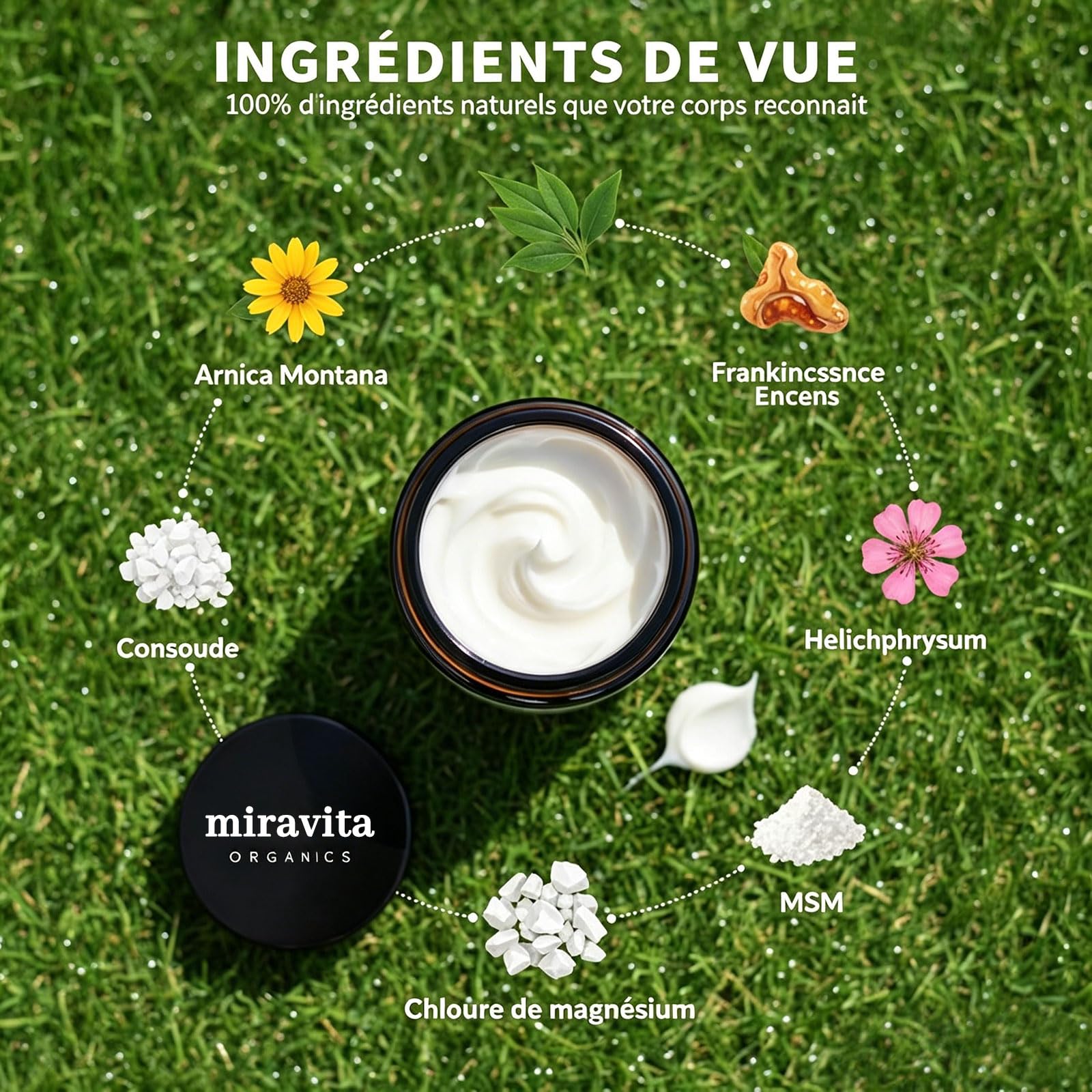 Miravita Crème Neuropathie avec Arnica Montana, Camomille, Huile d'Hélichryse, Beurre de Karité, Ingrédients Naturels (2 bouteilles)