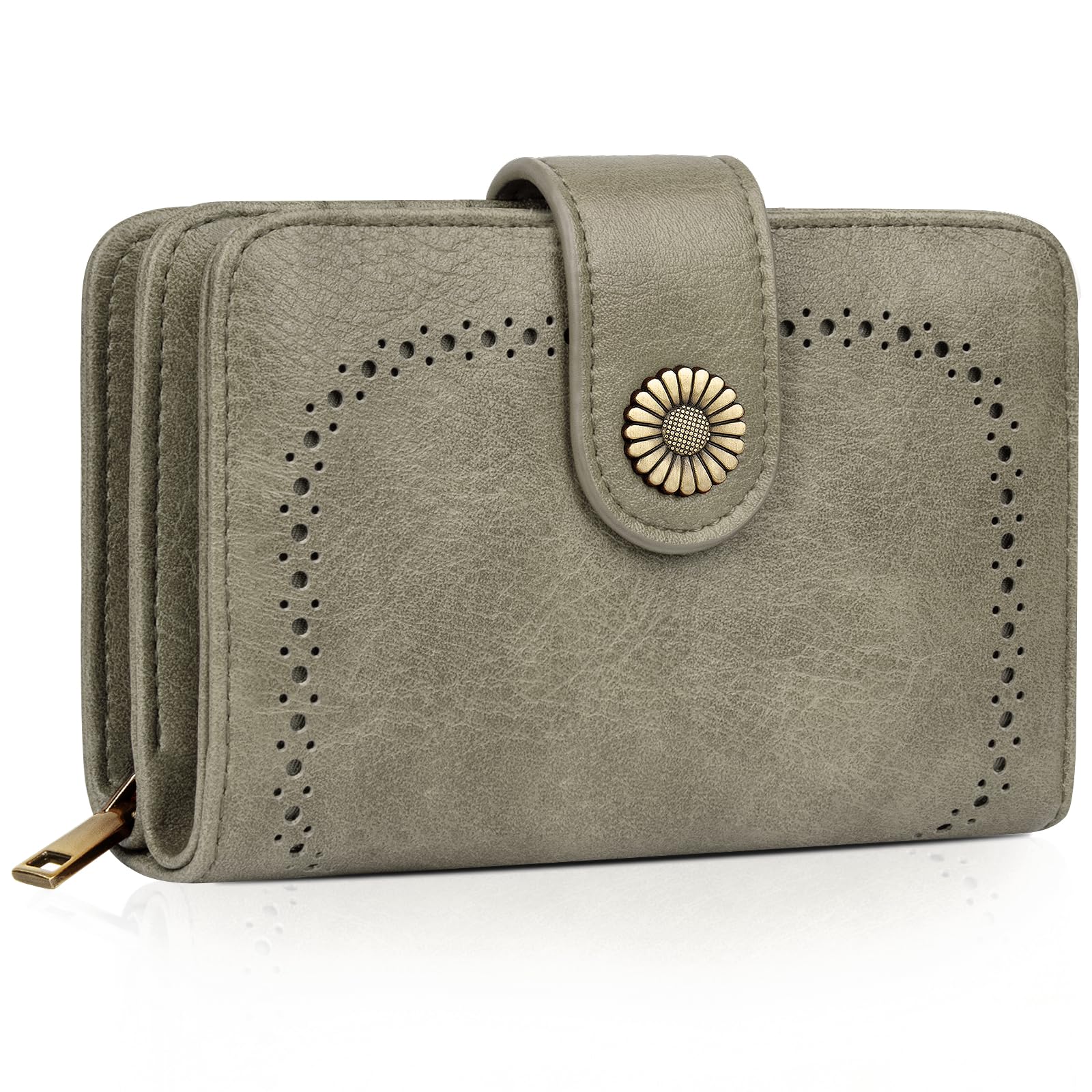 TEUEN Geldbeutel Damen Große Kapazität PU Leder Vintage Portemonnaie Brieftasche Geldbörse Mittelgroß mit RFID-Blockierung und Mehreren Fächern Frauen