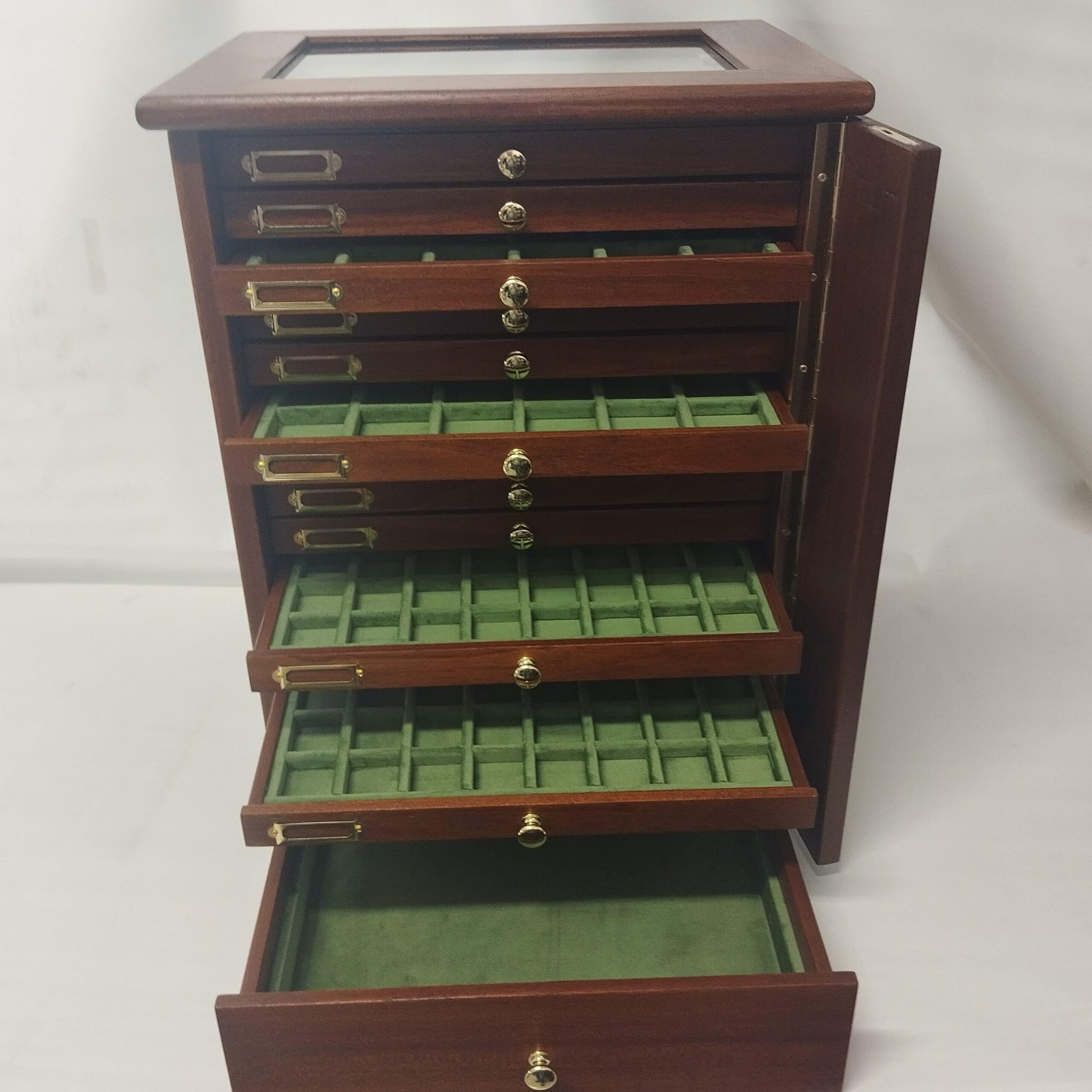 Monetario de Madera con 16 cajones para Monedas y medallas, Personalizable con Grabado láser, artesanía Italiana, numismática, coleccionistas