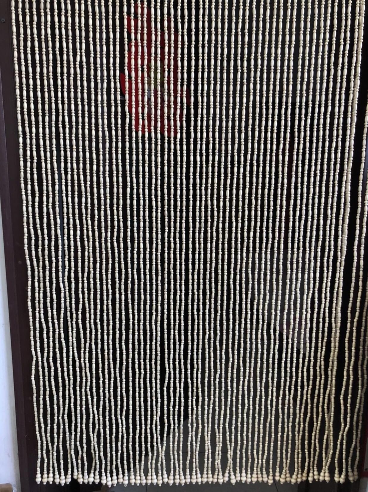 Rideau à Perles en Bois Panneau de Décorative pour Maison Moustiquaire Rideaux Exterieur Cloison de Séparation de Pièces pour Entrée de Couloir,Chambre,Salon,Balcons (61 brins 95cm x 210cm)