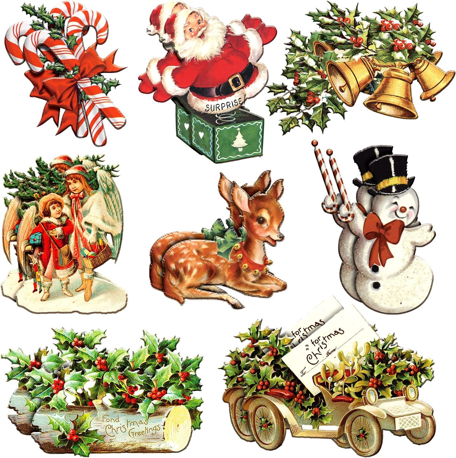 16 Pcs Vintage Christmas Fridge Magnets Retro Christmas Magnetic Refrigerator Cover Decorations Holiday Garage Door Magnets Santa Snowman Dishwasher Magnet for Locker Sticker Magnet Festival