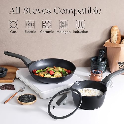 Miniatura 6 de PRICUSIS Sartén de cerámica antiadherente, sartén de 81012 pulgadas con mango Stay Cool, revestimiento completo, compatible con inducción y apto