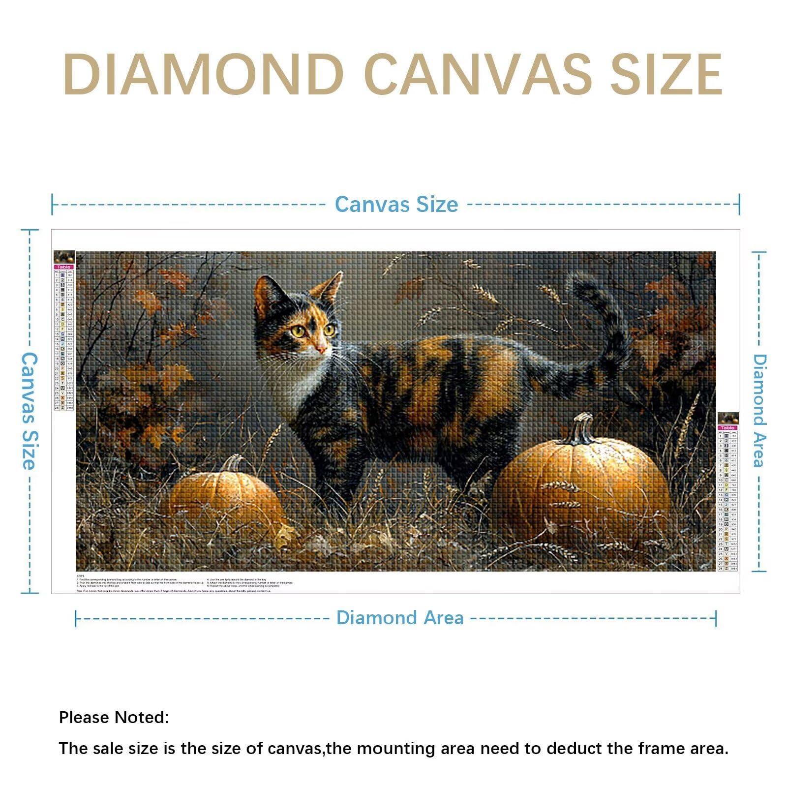 Diamond Painting Grande 180x90cm Gato Diamond Painting Adultos, DIY Calabaza Pintura de Diamante Manualidades Adultos, 5D Cuadrado Rhinestone Bordado Punto de Cruz para Home Decoration Regalo 0J-143