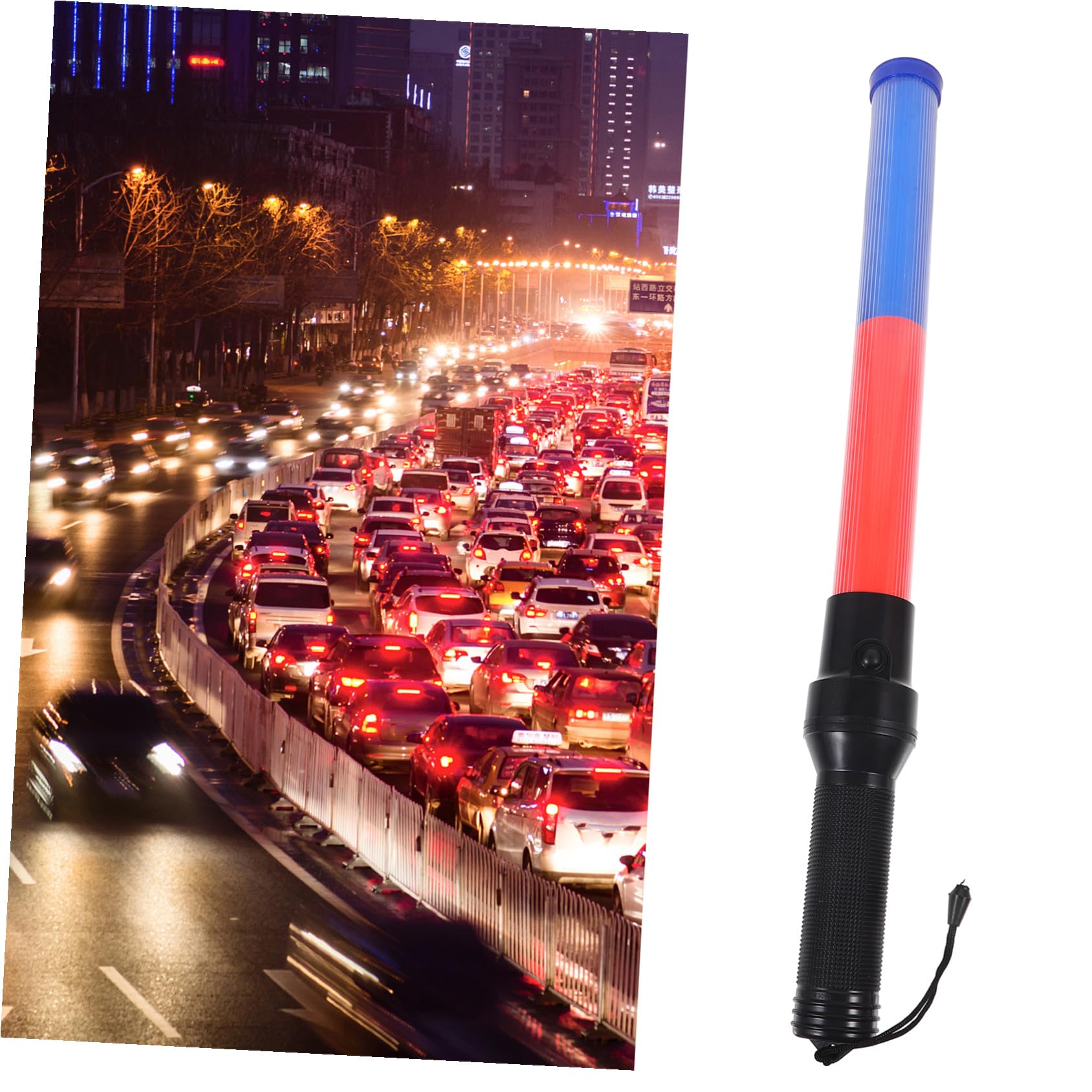 Bâton Lumineux de Trafic LED Haute Luminosité en Plastique 54cm pour Contrôle de Circulation et Événements Communautaires Rouge et Bleu