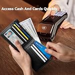 Sigtrenx Slim RFID Blocking Mens Wallet, Genuine Leather Thin Bifold Wallets for Men, Fits 9 Credit Cards with ID Window (Black)