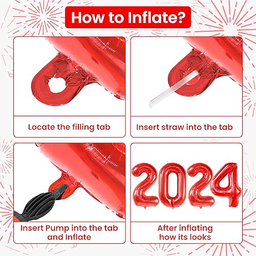 Miniatura 3 de KatchOn, Red 2024 Balloons - Large, 50 Inch | Graduation Balloons, Graduation Decorations Class of 2024