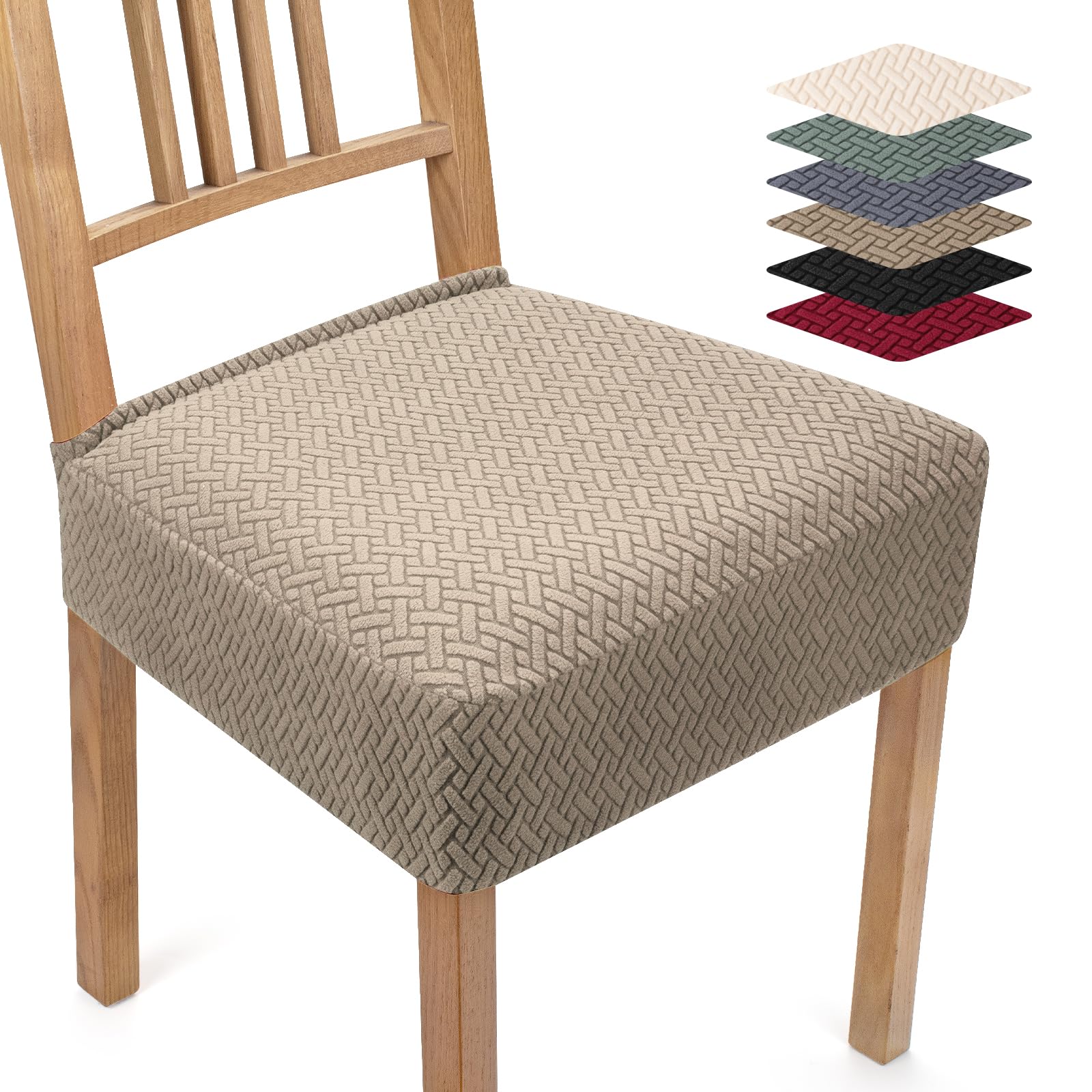 Odot Coprisedie con Schienale 2/4/6 Pezzi, Jacquard Coprisedia Elasticizzati, Copri Sedia da Cucina Rimovibili Lavabili e Rimovibili, Copri Sedia per Ristorante (Curry Chiaro,2 piezas