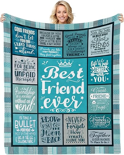 Manta para mejor amiga, regalo de cumpleaños para mujeres, mejor amiga, manta de amistad de 60 x 50 pulgadas