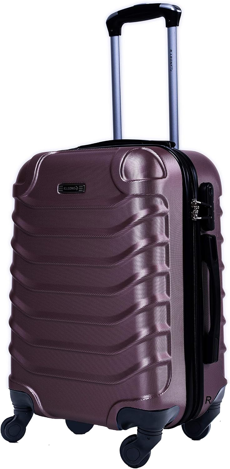 Nero, 2037 Valigia 55x40x20cm R.Leone Valigia Trolley Bagaglio a mano  Rigido Ultraleggero in ABS 4 Ruote Autonome 20264 lencicol Bagaglio a mano  Moda