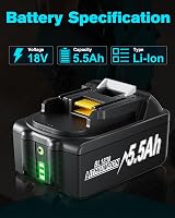 BATTOOL 2 buc. acumulator de schimb 18 V Li-ion 5500 mAh pentru Makita BL1850 BL1850B BL1860B BL1845 BL1830 cu LED LXT 400 194205-3 2