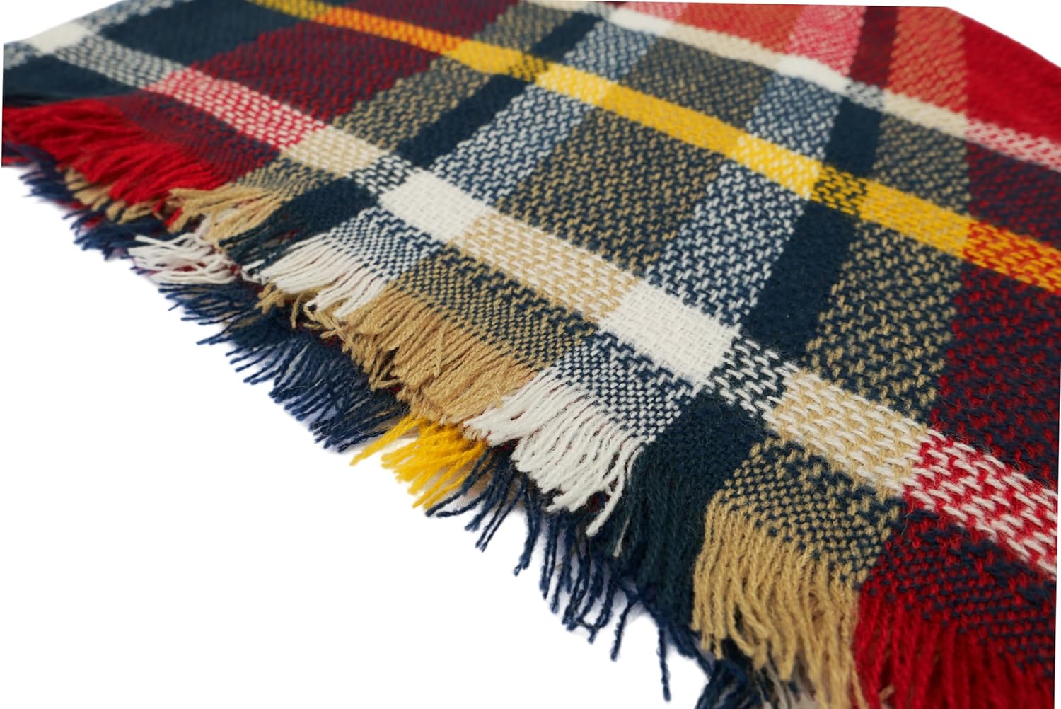 Wander Agio Womens Warm Long Shawl Winter Wraps Large Scarves Knit Cashmere Feel Plaid Triangle Scarf - Image 4