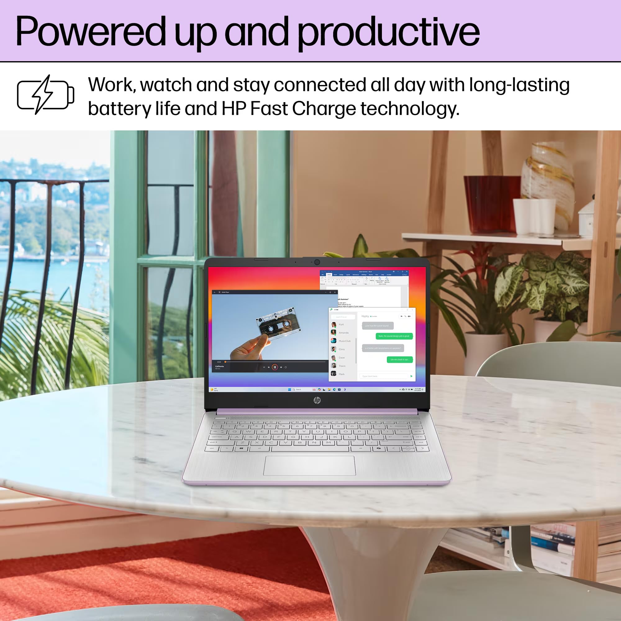 HP 14 Laptop Student Business 2025 Flagship Computer, AI Copilot, 4-Core 13th Gen Intel CPU, 16GB RAM 628GB Storage (128GB UFS+500GB Ext) 1-Yr Office 365 Long Battery HubxcelAccessory Win 11S Lavender
