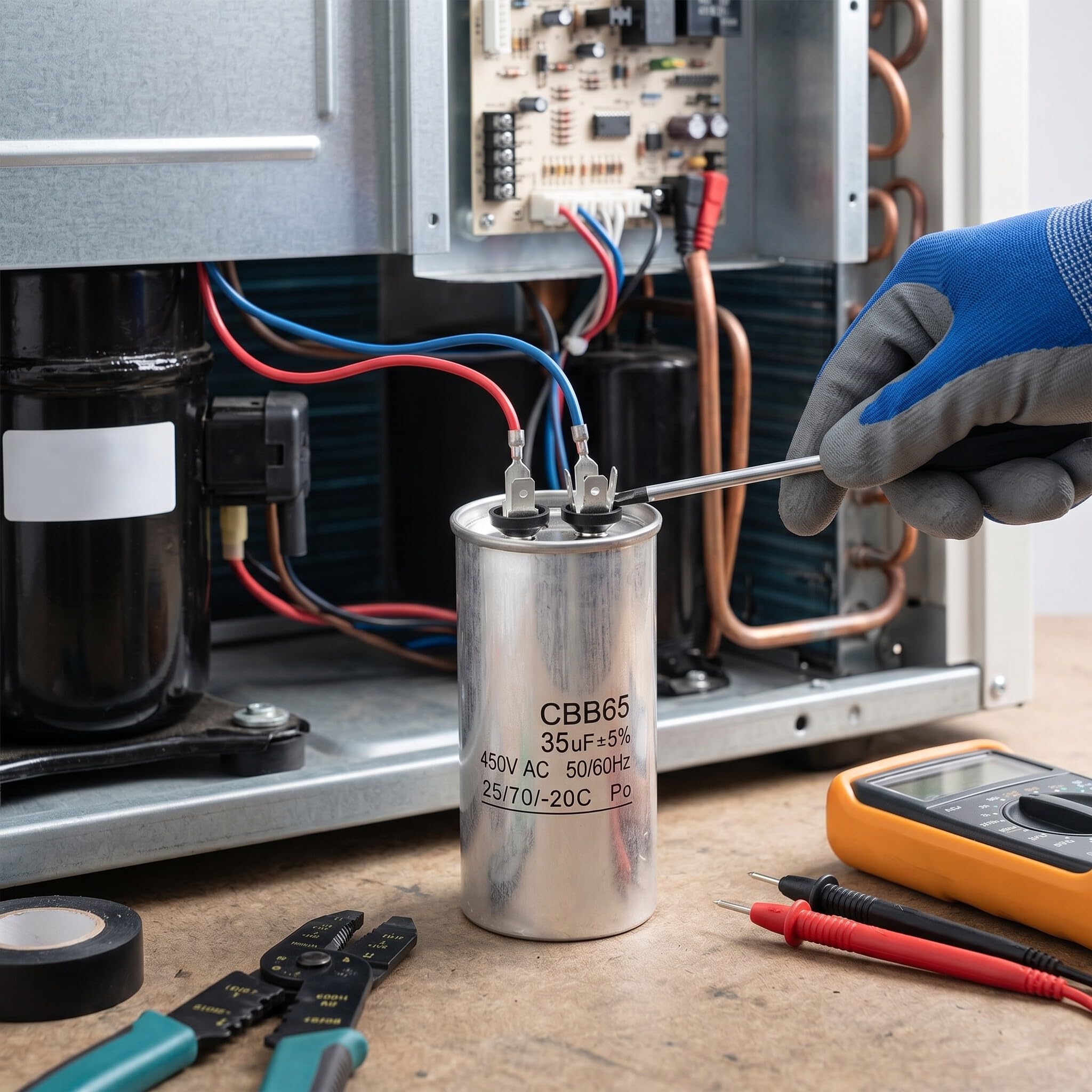Kondensator Rozruchowy CBB65 35uF 450V do Klimatyzatora Silników Przemysłowych Temperatura 40/70/-20 dla Systemów Chłodzenia i Wentylacji