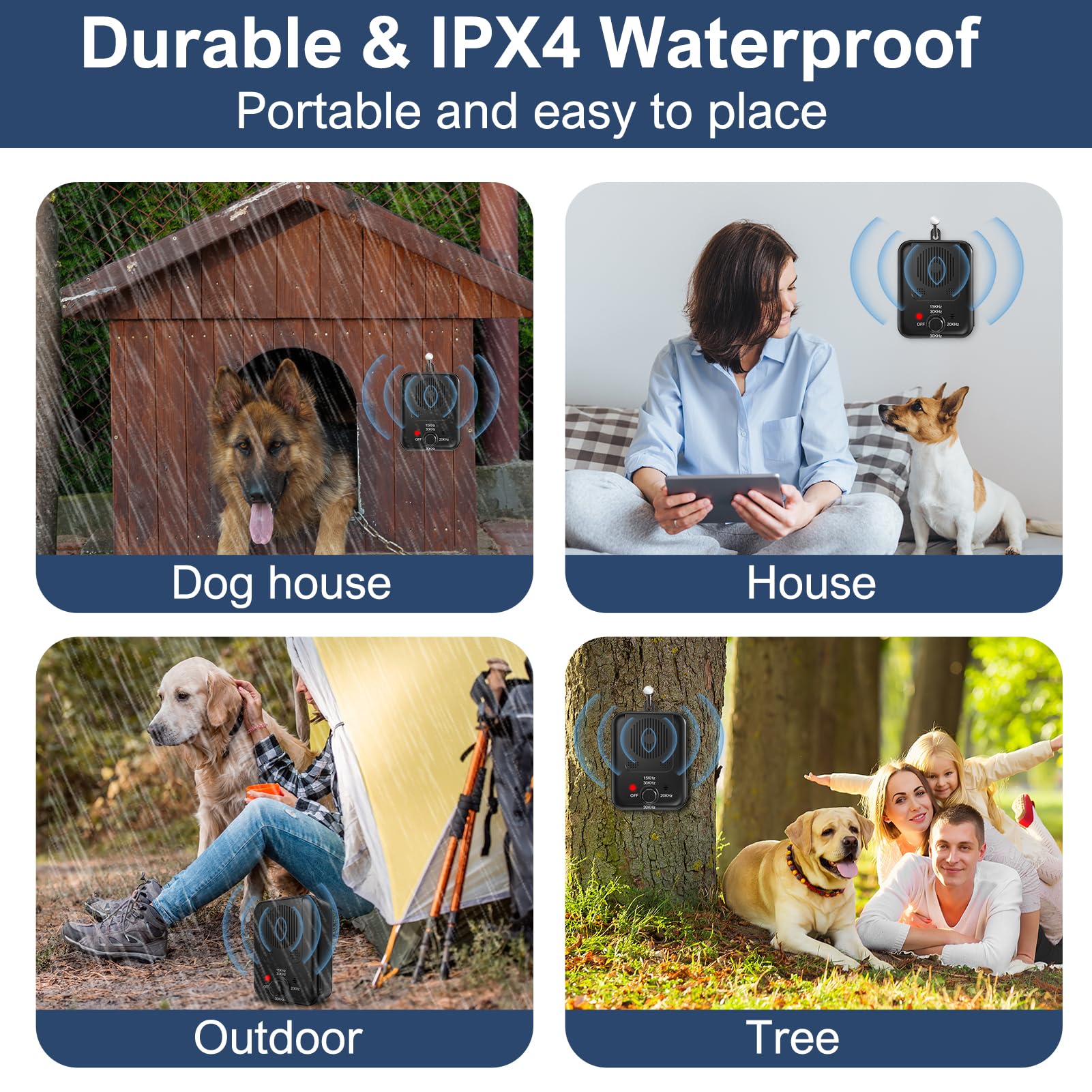 YEOWWW! Dispositivo antiladridos, dispositivos recargables de control de ladridos de perros, dispositivos disuasivos sónicos, dispositivo ultrasónico anti ladridos para perros con 3 modos, silenciador