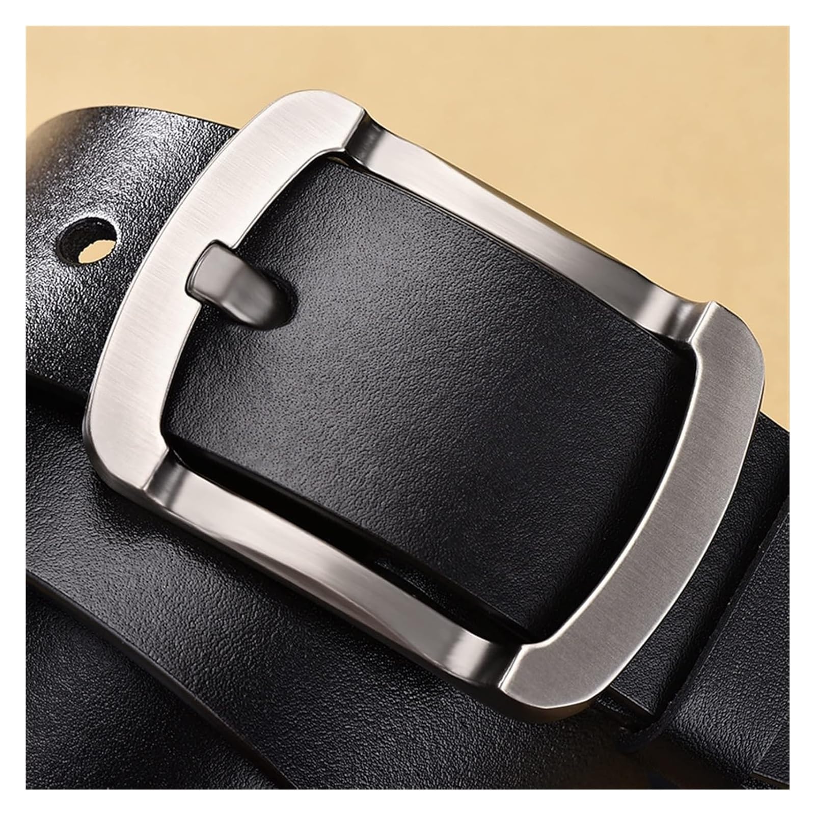 Cinturón ajustable de cuero genuino, Cinturón de Cuero for Hombres Cuero Casual Formal Hebilla Hebilla de aleación Ajustable Cómodo Resistente al desgarro Transpirable Cinturón liviano Hombres Tallas