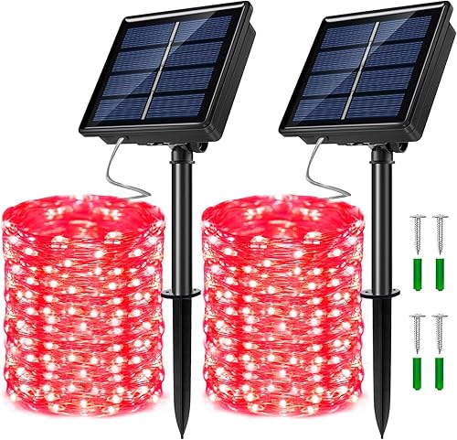 JosMega - Guirnalda de luces LED con energía solar actualizada, 8 modos, resistente al agua, IP65, iluminación intermitente, para interior y