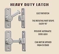 Vista 5 de Pestillo de Privacidad para Puerta de Granero, Cerradura Corredera de 90°/180°, Aleación de Zinc, Montaje con Adhesivo o Tornillos