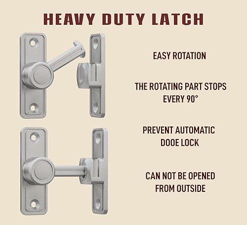 Miniatura 5 de Pestillo de privacidad para puerta de granero, cerradura deslizante oscilante de 90180, aleación de zinc, adhesivo o montaje de tornillo, uso