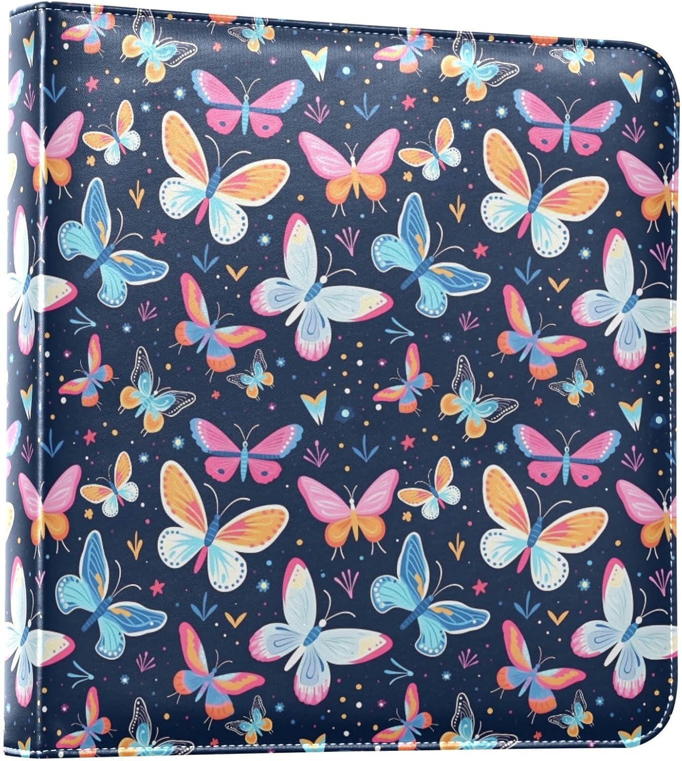 JIPONI Butterfly Dark Background Large Photo Album, DIY Leather Cover Scrapbook Albums for 4x6 5x7 6x8 Pictures, Self Adhesive Memory Book for Wedding, Baby, Family
