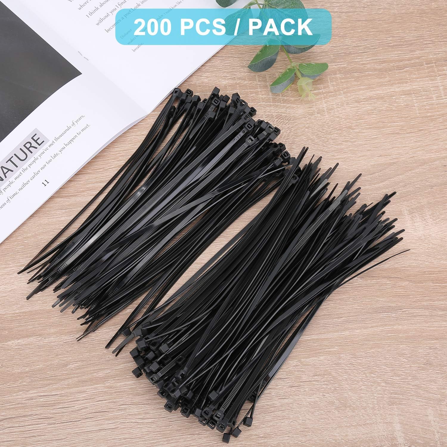 Bridas De 4 Pulgadas, 1000 Bridas Para Cables Con Resistencia A La Tracción De 18 Libras, Bridas De Nailon Con Autobloqueo Para Interiores Y Exteriores (4 Pulgadas, 1000 Piezas, Negro