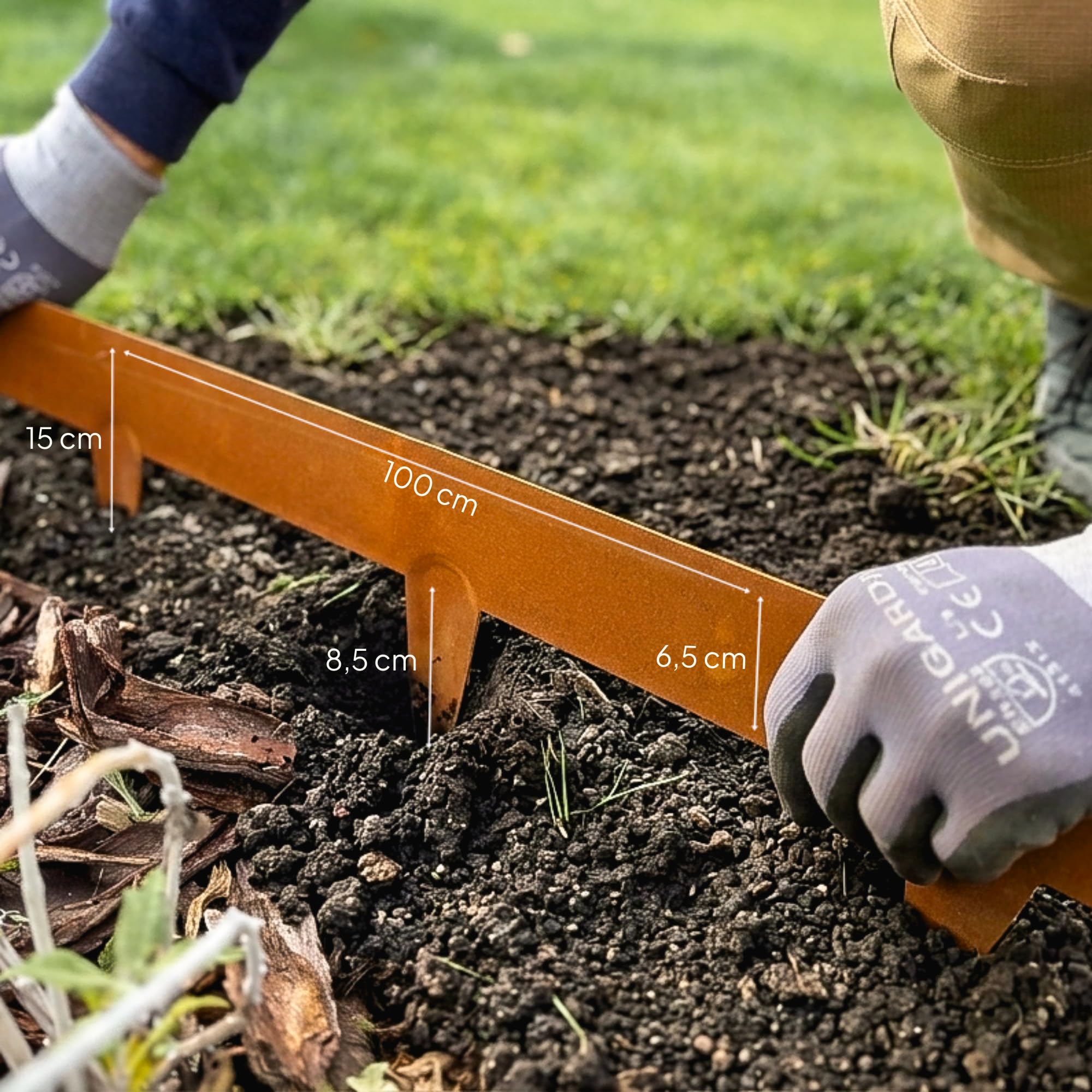 UNIGARDIA Bordura Corten per Giardino in Metallo per Prato 15 m - Bordatura Aiuole Giardino Alta 150 mm - Bordure per Aiuole Flessibile, Corten