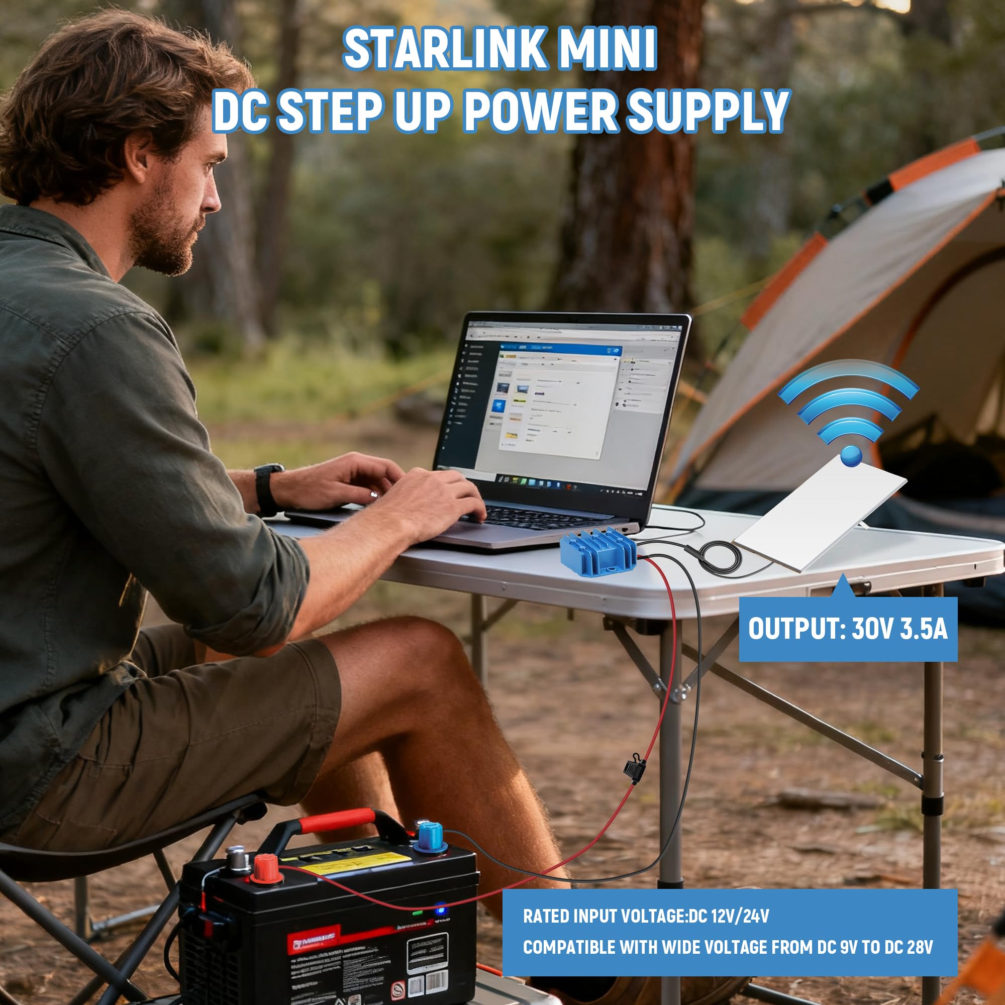 Starlink - Mini cavo di alimentazione adattatore da 12 V, da 12 V/24 V a 30 V, 3,5 A CC, convertitore Step Up per Starlink Mini alimentatore con spina femmina, compatibile con batteria/RV/Yacht