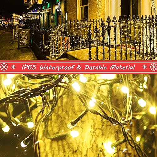 Miniatura 5 de realization - Guirnalda de luces LED para Navidad al aire libre, tira de 105 pies con 300 luces LED para interiores con 8 modos, enchufe de extremo