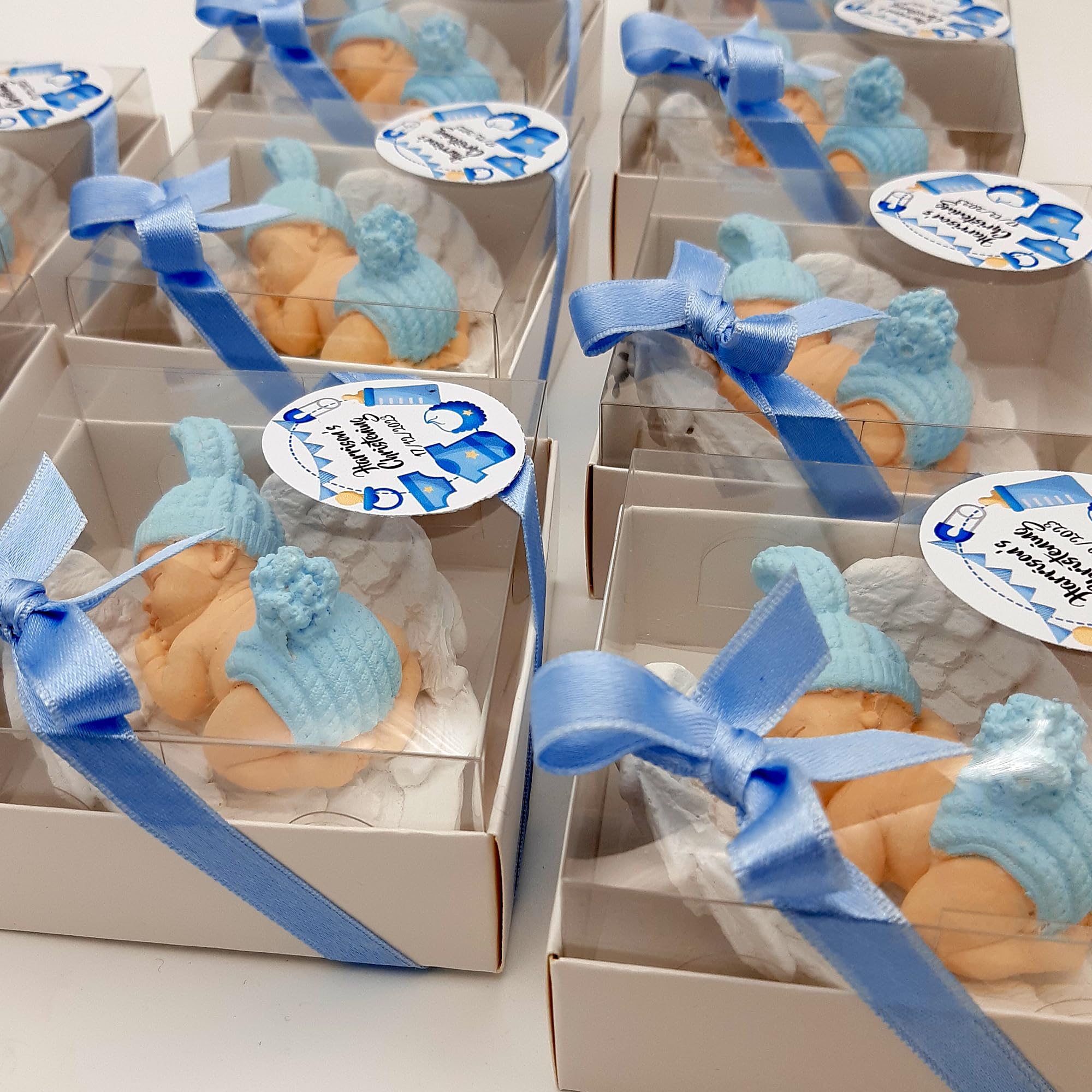 Gastgeschenk Taufe, 20 stückTaufgeschenk Gäste, Geschenk-Set für Babypartys für Taufe,Geschenk zur weiße Flügel blau Baby, Kommunionsgeschenke,Schön, dass Du da bist