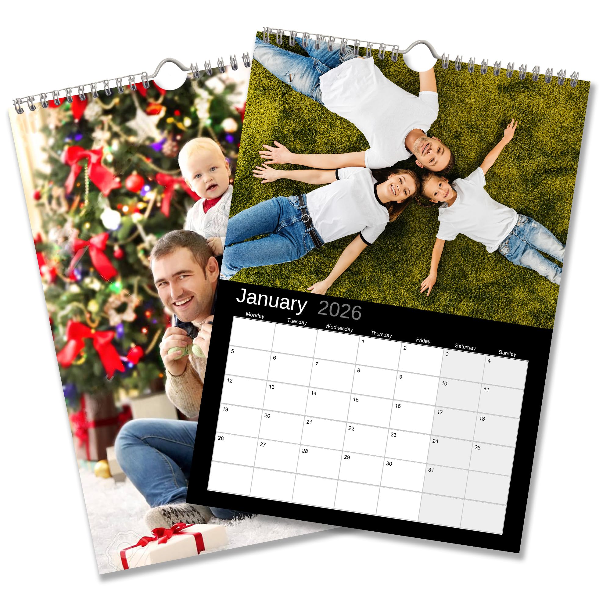 Personalised Photo Calendar A4 2026 | Wall Calendar | Wall Planner | Personalise with your own Photos | Sleek Black Design (1 Calendar)