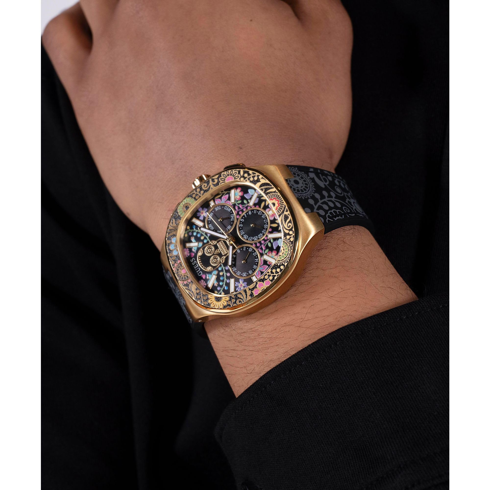 Guess Reloj analógico de Cuarzo para Hombre con Correa de Silicona GW0784G1, Multicolor, Catrin