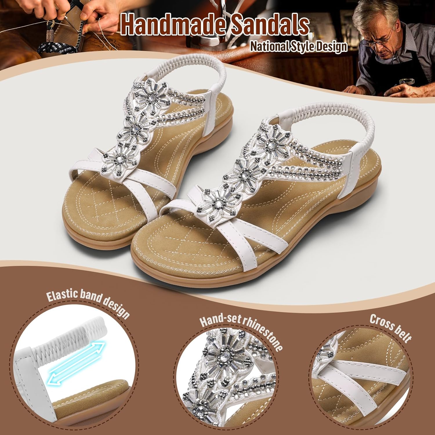 Littleplum Sandals for Women Handmade Arch Support Summer Womens sandals Comfort Walking Orthopedic Bohemian Flip Flop - Image 5