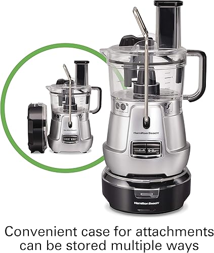 Miniatura 7 de Hamilton Beach Stack & Snap - Procesador de alimentos y picador de verduras de 8 tazas con cuchilla ajustable, raspador de tazón integrado y estuche
