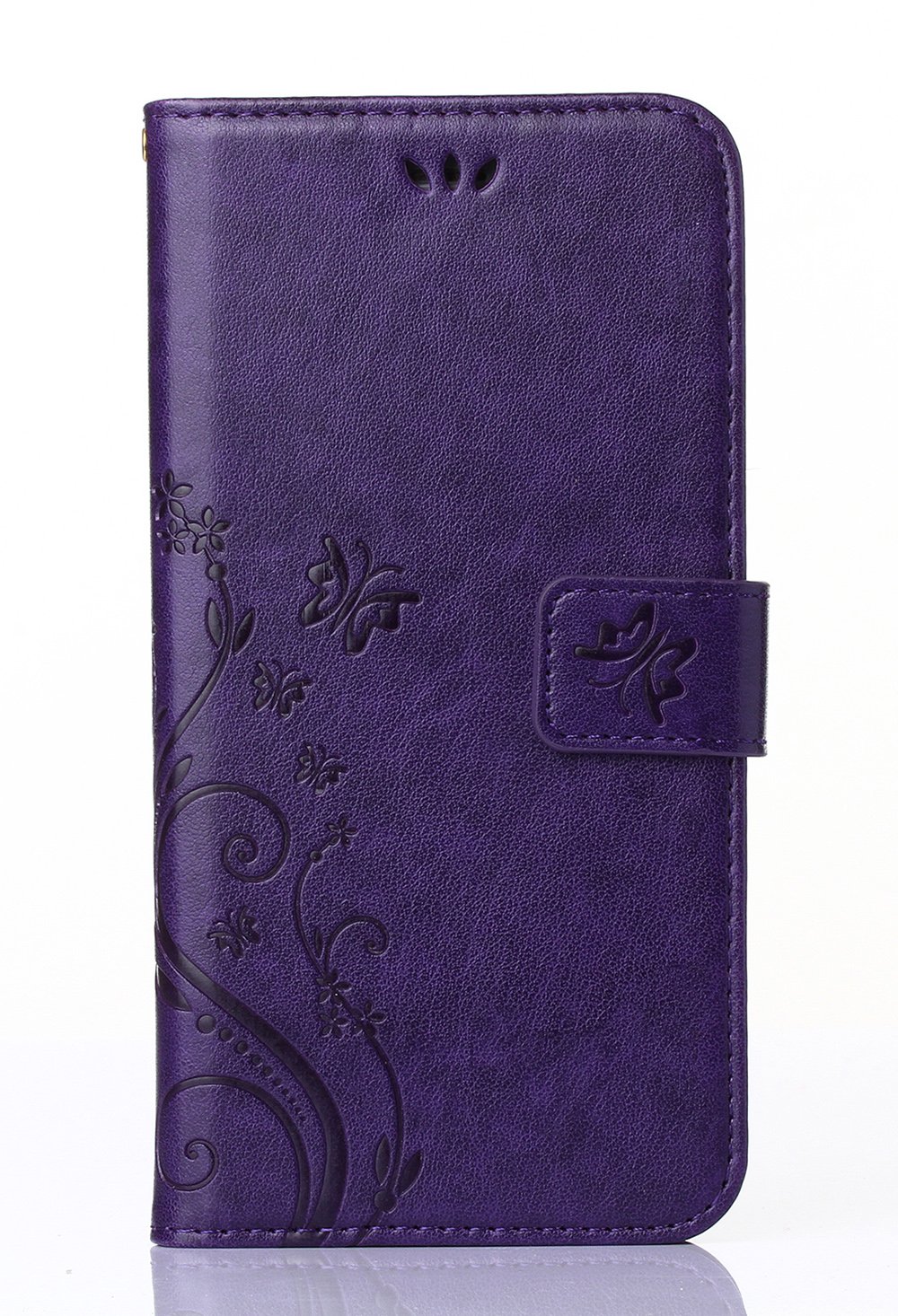 C-Super Mall-UKSamsung Galaxy S4 i9500 / GT - i9505 Case, PU embossed butterfly & flower Leather Wallet Stand Flip Case for Samsung Galaxy S4 i9500 / GT - i9505（purple）