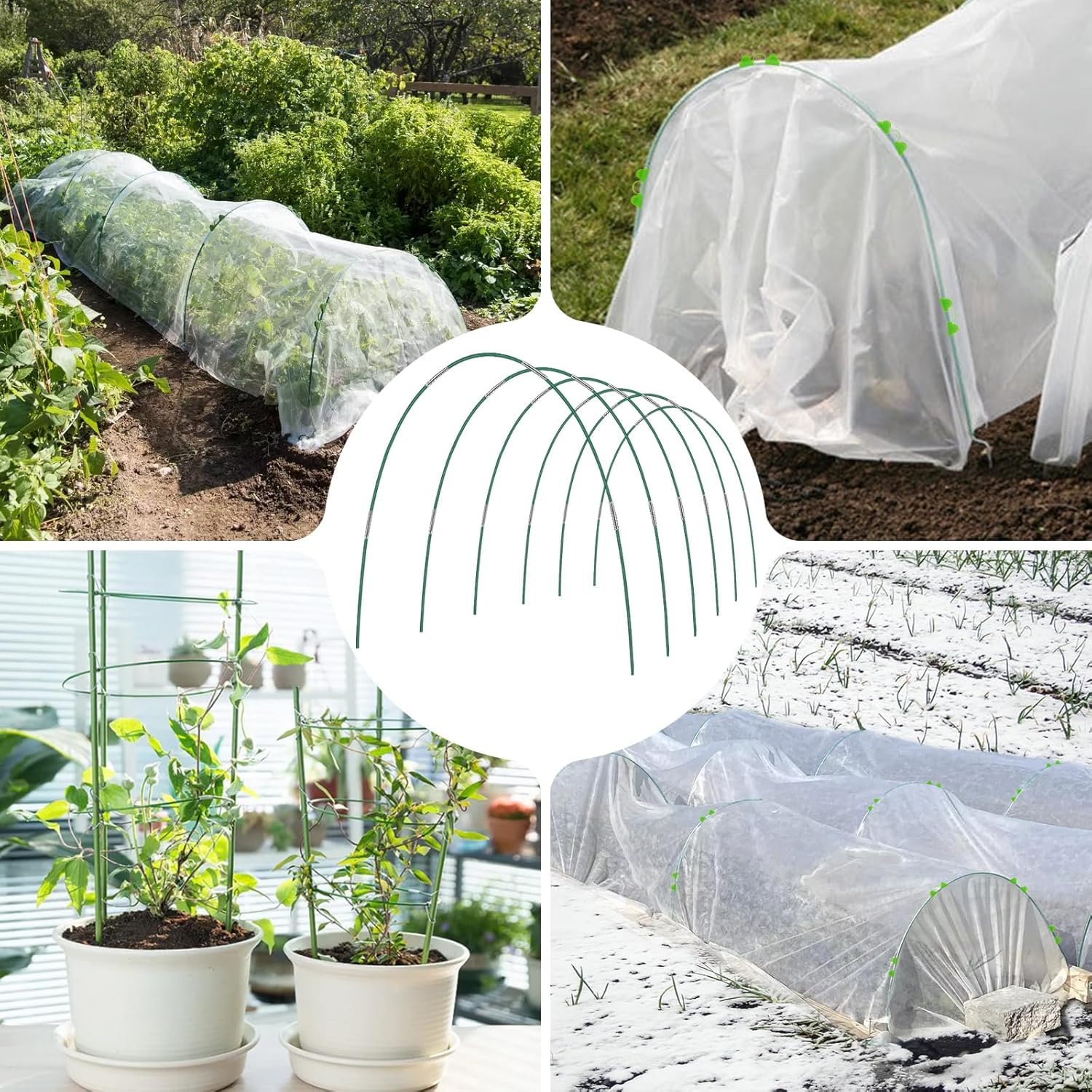 Cerchi da Giardino per Serra, 48 Pezzi Tunnel per Piante da Giardino, Archi per Serra da Giardino, Strutture per Serre a Tunnel, Pneumatici per Serra, Greenhouse Tyres, Garden