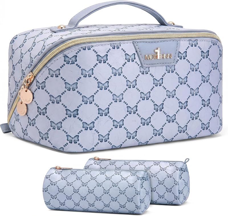 Necessaires organizadoras para maquiagem MOT HINN com estampa de laço, 3 unidades, 14 Baby Blue Butterfly