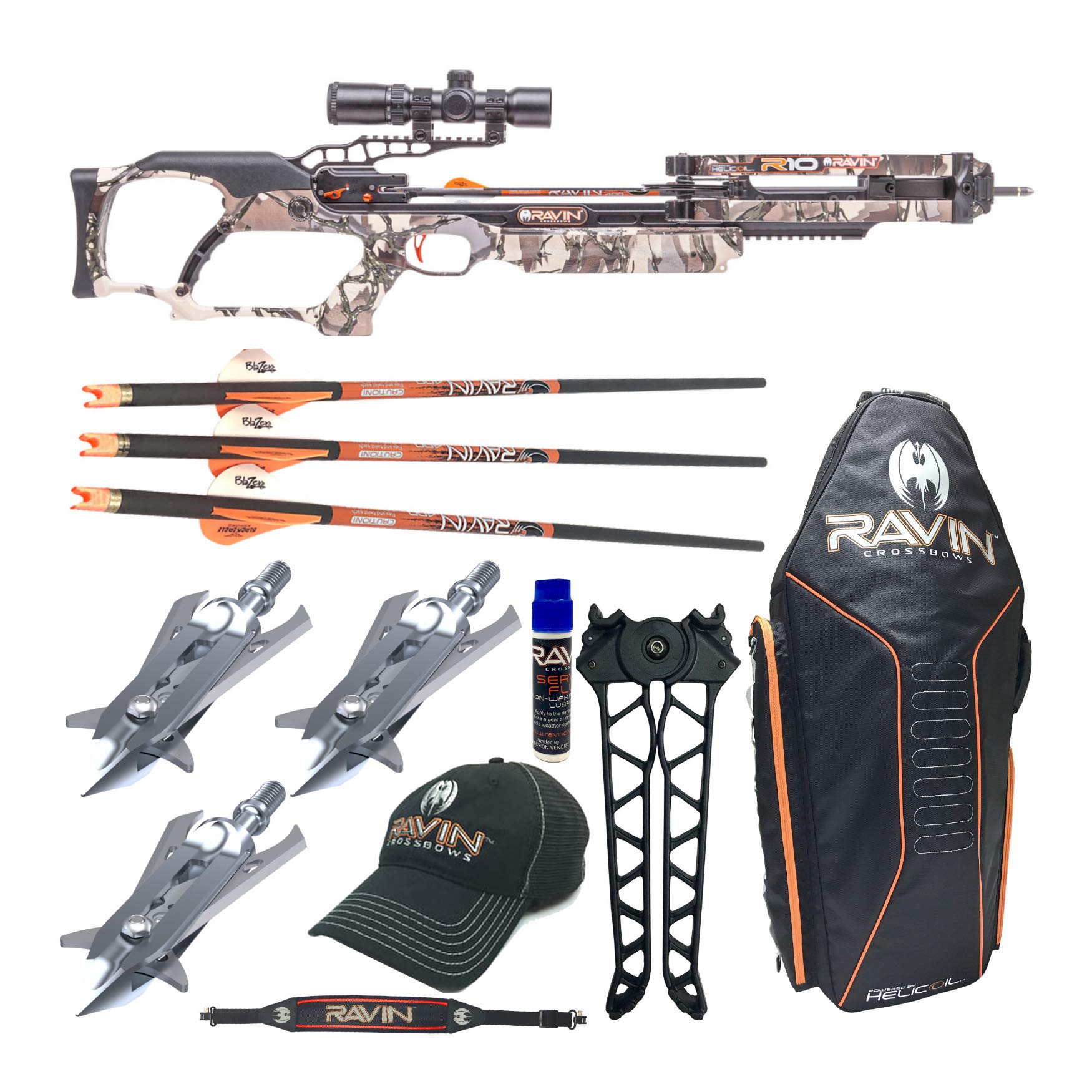 Ravin Crossbows R10 400 FPS Crossbow (Predator Camo) Hunter's Bundle (7 Items)
